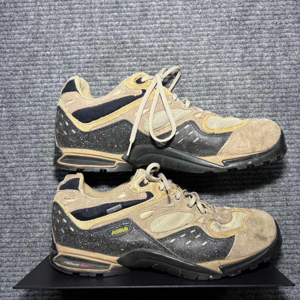 Asolo Contour GTX Men Hiking Shoe Size 9.5 Tan Black Gore-Tex Waterproof Low Top